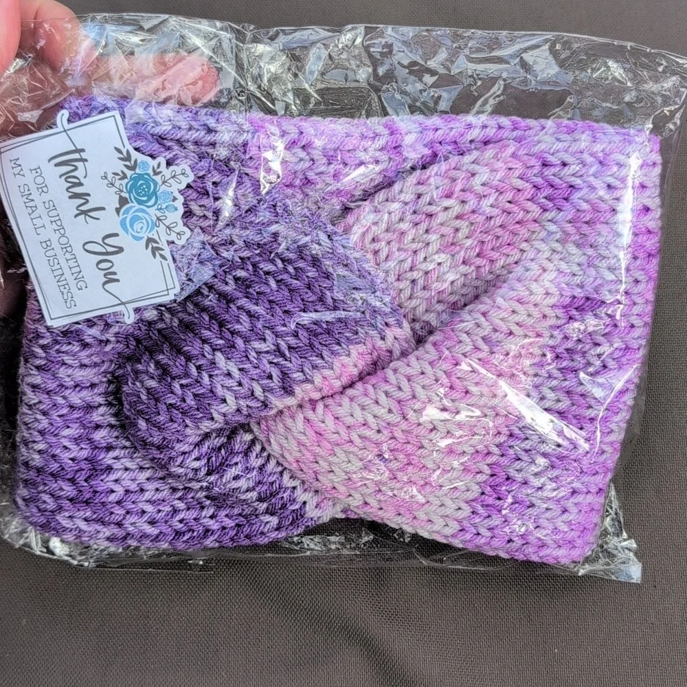 Purple, Cream, and Brown Knitted Headbands